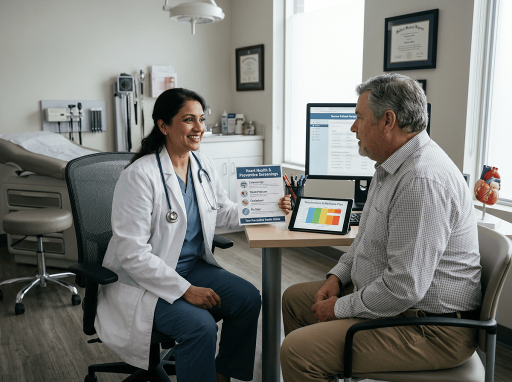 Doctor discussing heart health screenings with a patient